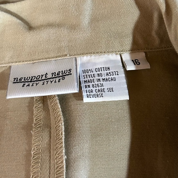 Newport News Vintage Tan Cotton Plus Size Blazer - Picture 8 of 9